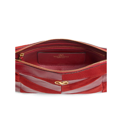 Valentino Garavani bag in red calf leather and suede — rear view | La Parisienne Qatar