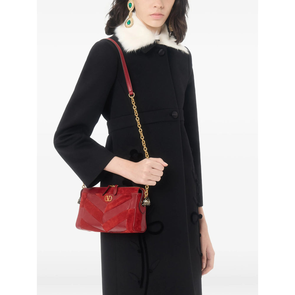 Valentino Garavani bag in red calf leather and suede — alternate angle | La Parisienne Qatar