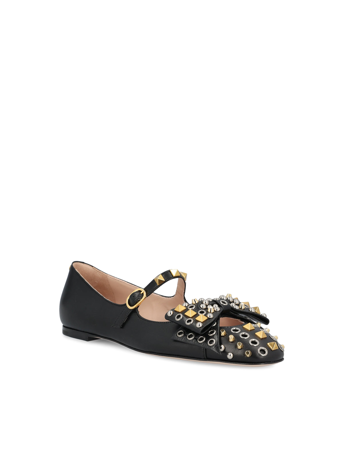 Valentino Garavani Bowow Mary Jane ballerinas in kidskin — side profile | La Parisienne Qatar