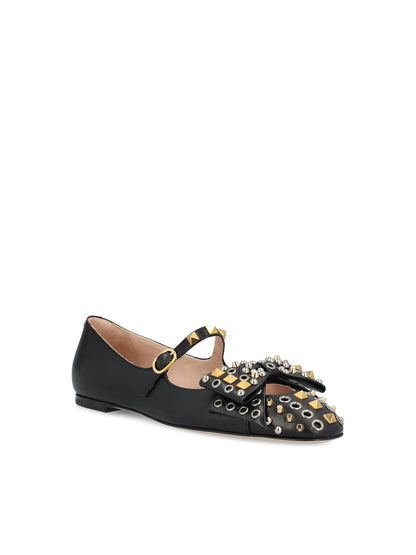 Valentino Garavani Bowow Mary Jane ballerinas in kidskin — side profile | La Parisienne Qatar