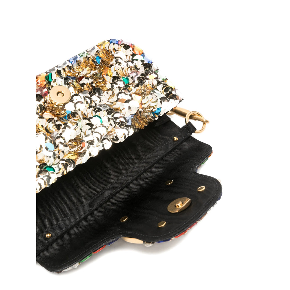 Valentino Garavani evening bag in gold sequin — alternate angle | La Parisienne Qatar