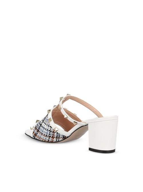 Valentino Garavani Rockstud sandals in white — detail view | La Parisienne Qatar