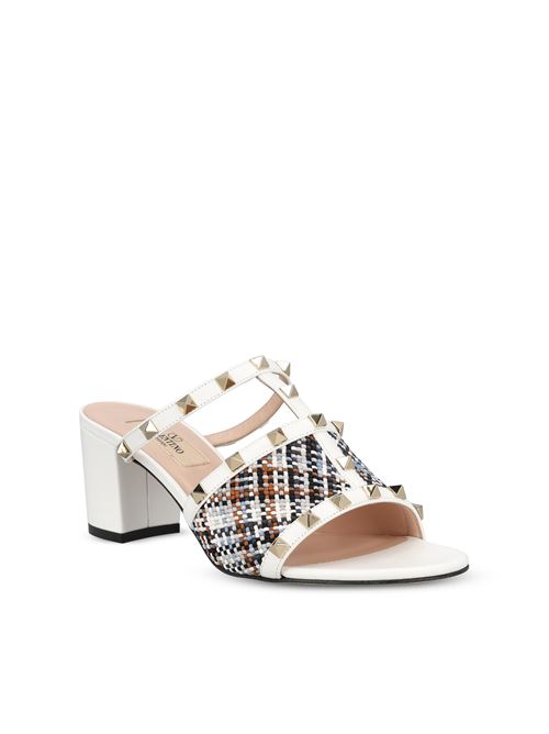 Valentino Garavani Rockstud sandals in white — rear view | La Parisienne Qatar