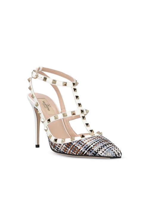 Valentino Garavani Rockstud slingback pumps in white — rear view | La Parisienne Qatar