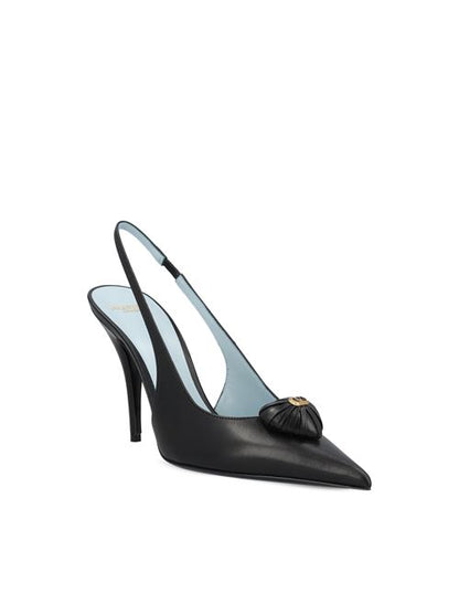 Valentino Garavani Royal Coeur slingback pumps in black — rear view | La Parisienne Qatar