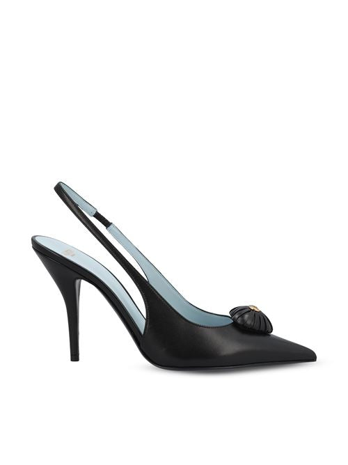 Valentino Garavani Royal Coeur slingback pumps in black — front view | La Parisienne Qatar