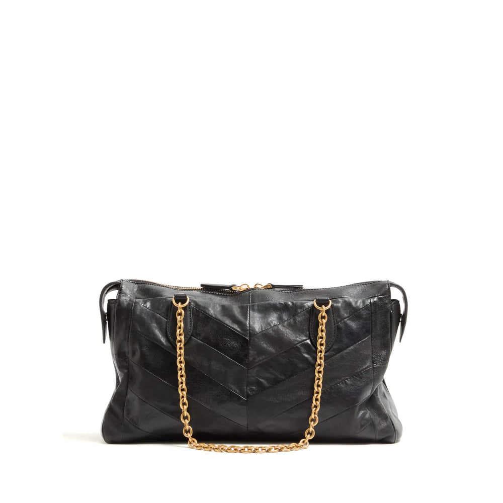 Valentino Garavani VLogo Signature shoulder bag in black — alternate angle | La Parisienne Qatar