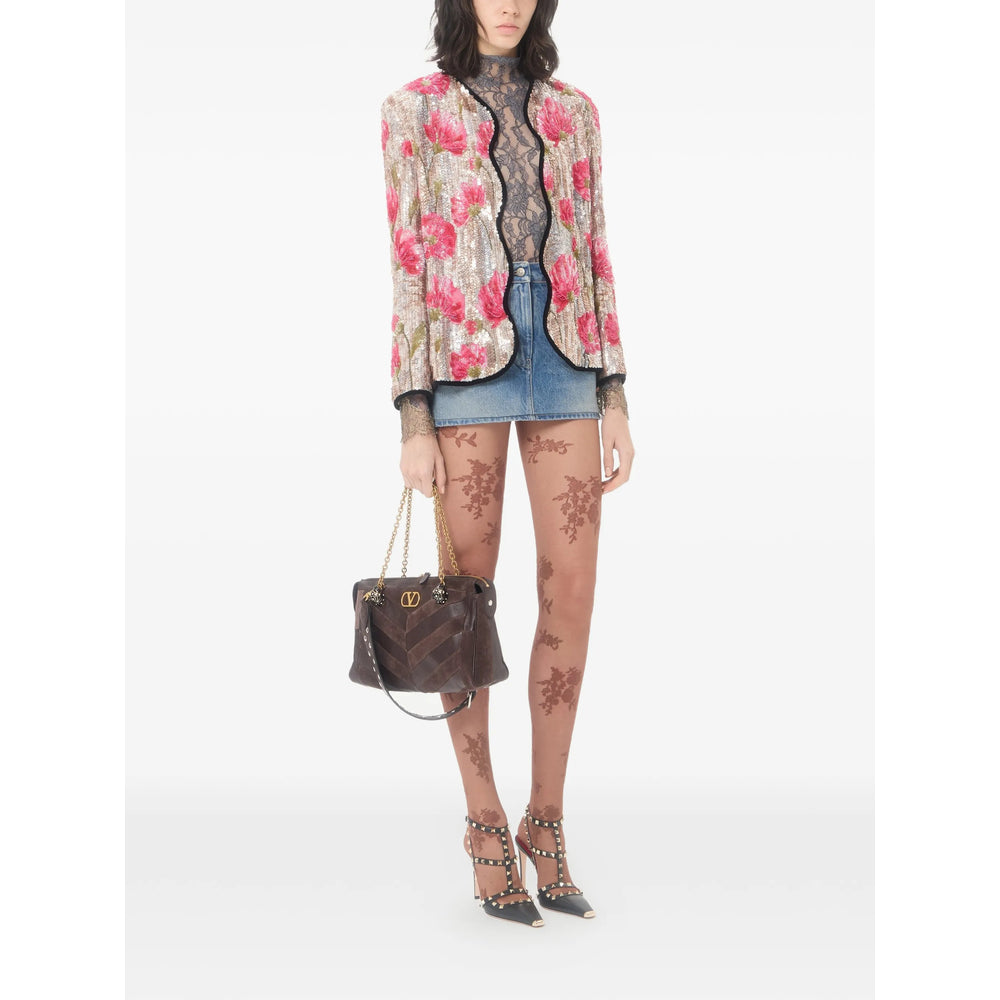 Valentino Garavani VLogo Signature shoulder bag in brown — rear view | La Parisienne Qatar