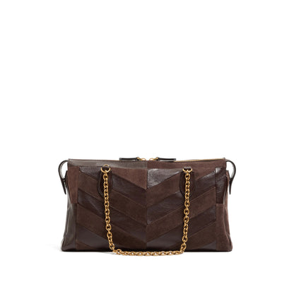 Valentino Garavani VLogo Signature shoulder bag in brown — styling view | La Parisienne Qatar