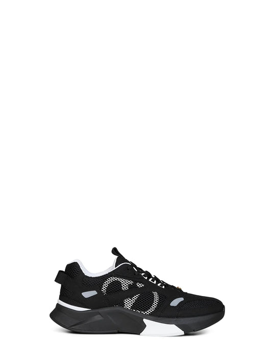 Valentino Garavani VLogo Signature sneakers in black and grey — front view | La Parisienne Qatar
